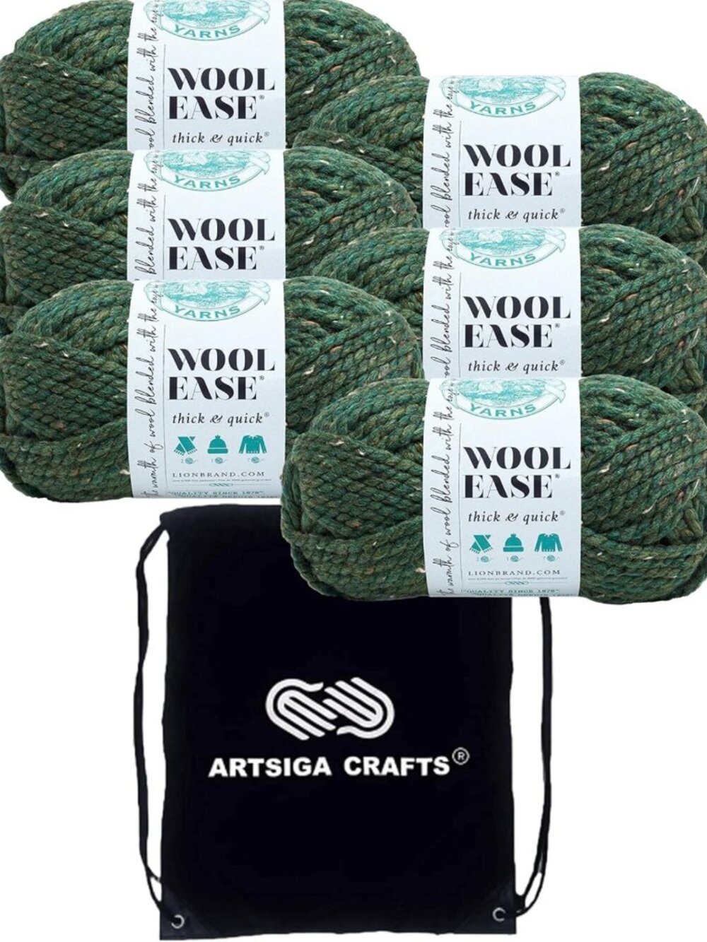 Thick & Quick Wool Yarn in Kale Green - Soft, Durable, Ideal for Knitting
